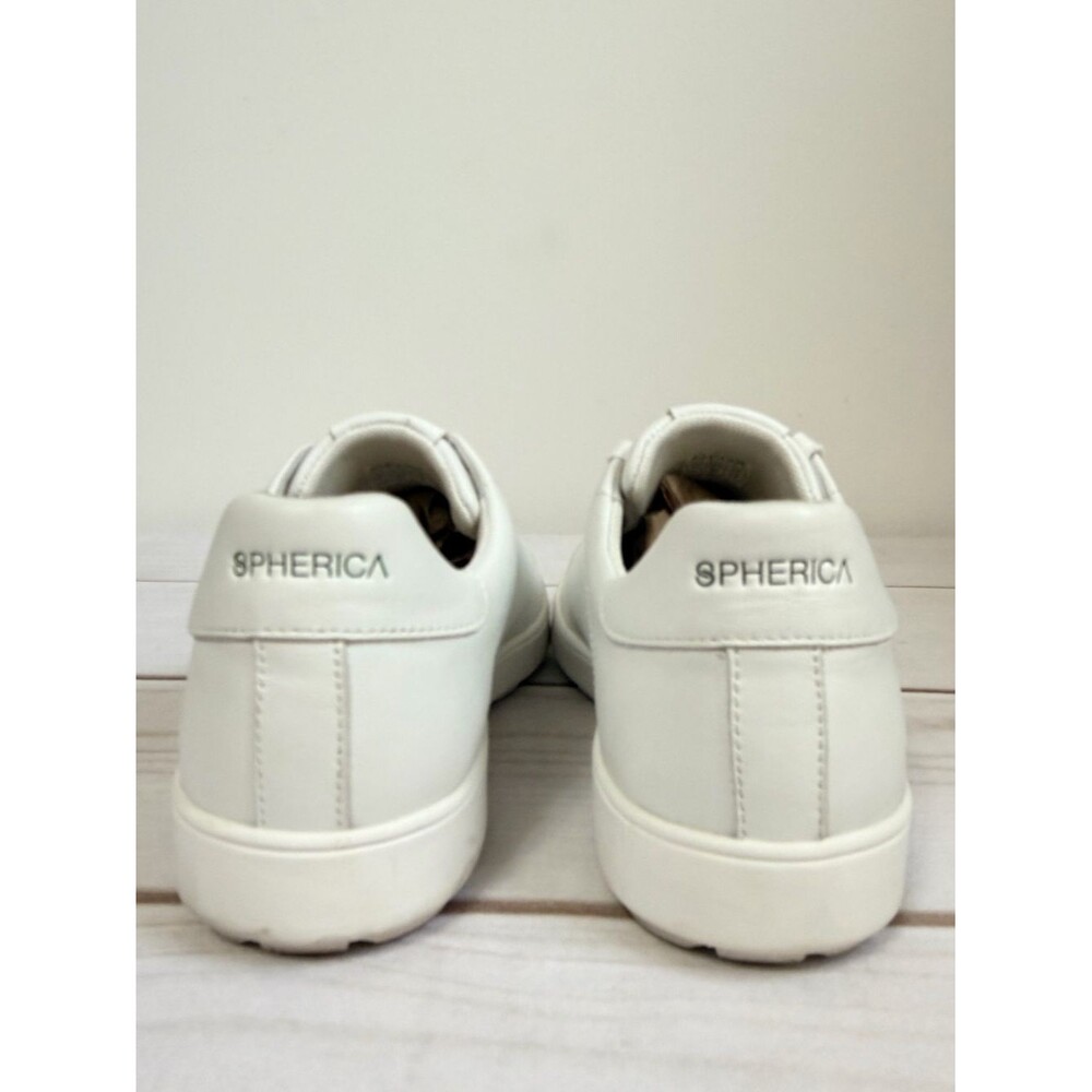 Geox Spherica Mens Leather Leisure Tennis Shoe Size 12 White Low Top Minimalist - Picture 6 of 11